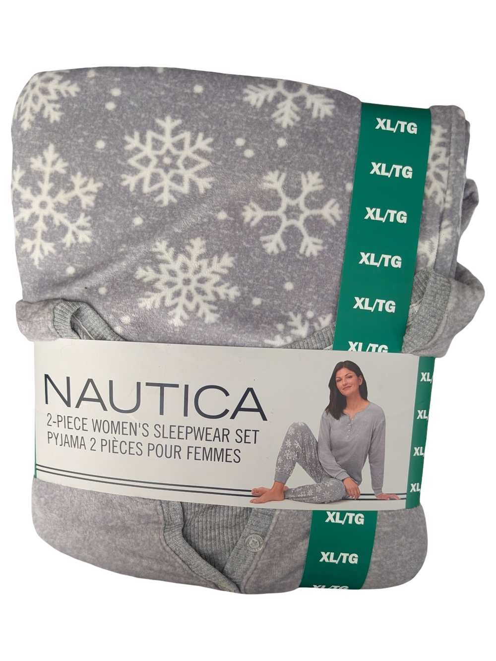 Nautica Women's 2-Piece Grey Snowflake Sleepwear Set Pajama Lounge Wear XL